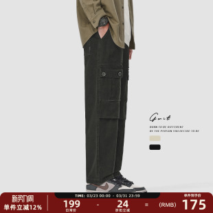 裤 重磅复古cargo伞兵阔腿大口袋潮牌春秋休闲直筒工装 男 美式 GWIT