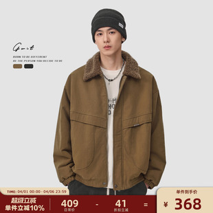 保暖棉服加厚羊羔毛工装 外套男 美拉德复古Vintage夹克冬季 GWIT