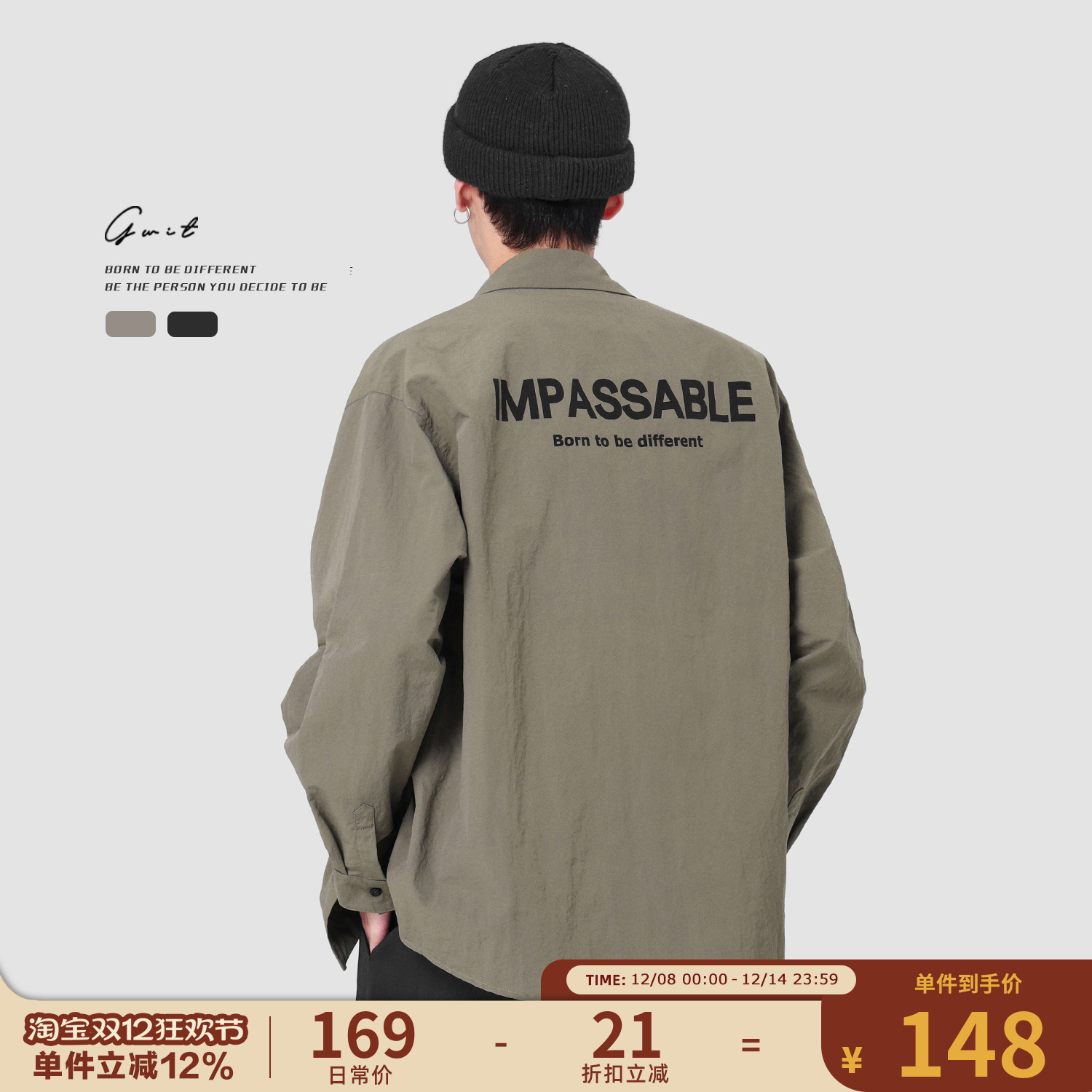 GWIT春秋长袖美式复古工装衬衫男