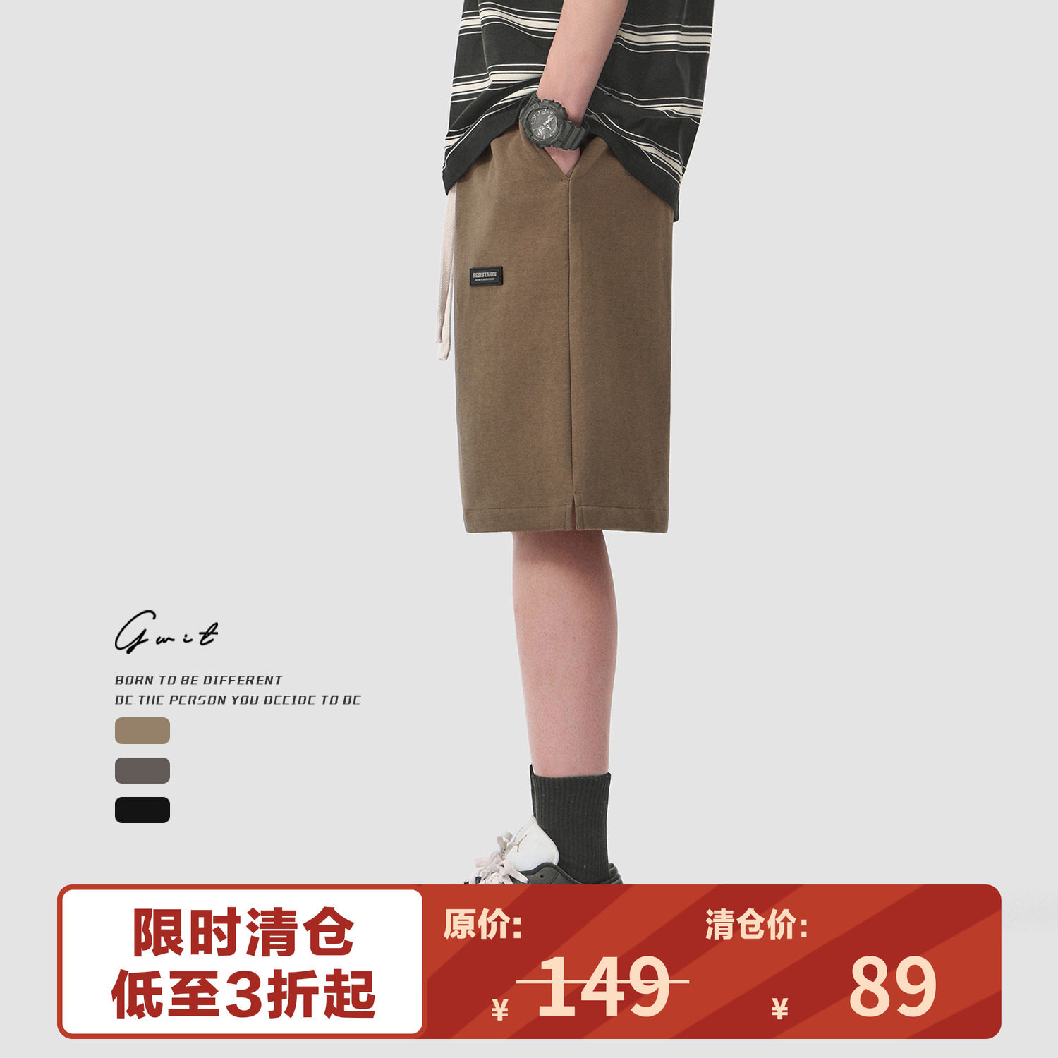 GWIT休闲卫裤五分裤运动短裤男图片