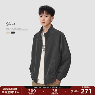 GWIT 重工水洗立领夹克男款工装外套短款上衣轻熟cleanfit经典款