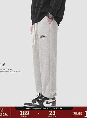 GWIT 冬季重磅保暖潮牌美式高街加绒加厚休闲抽绳束脚运动卫裤男