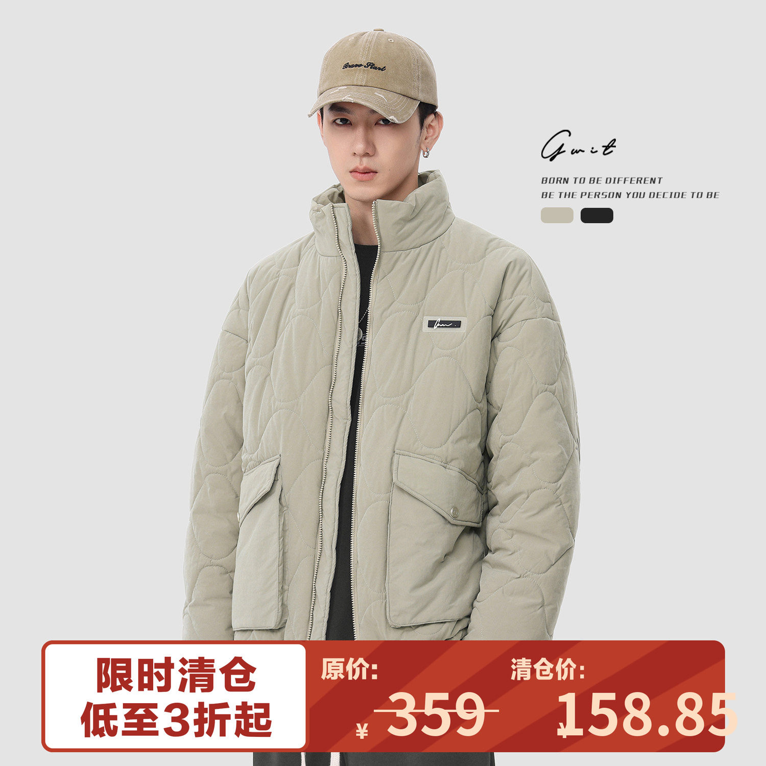【福利清仓】美式复古棉衣冬季夹棉棒球服工装夹克潮牌外套棉服男图片