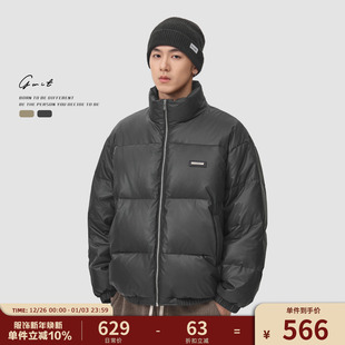 重磅保暖pu皮外套短款 复古冬季 面包服加厚羽绒服男 90绒美式 GWIT