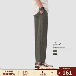 GWIT 重工水洗做旧夏季工装裤男休闲九分裤Vintage美式复古Cargo