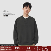 保暖套头衫 复古亨利领冬季 加绒加厚松弛感轻熟风卫衣男 美式 GWIT
