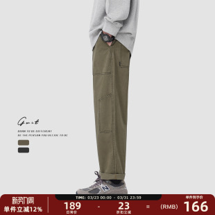 裤 复古重磅水洗做旧Vintage春秋潮牌口袋休闲直筒工装 男 美式 GWIT