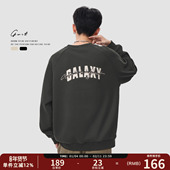 GWIT 加绒加厚圆领卫衣男 上衣套头衫 重磅潮牌刺绣冬季 保暖打底衫
