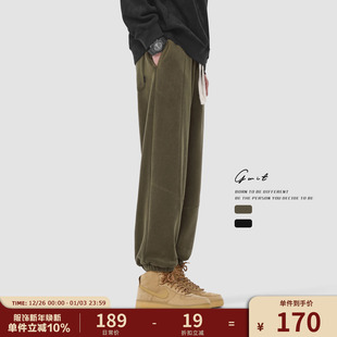 户外保暖加绒加厚休闲裤 重磅双面摇粒绒束脚运动卫裤 男 冬季 GWIT