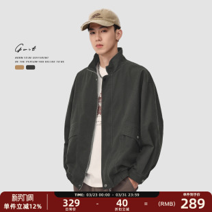 美版 外套短款 Vintage经典 翻领夹克男工装 廓形上衣重工水洗 款 GWIT