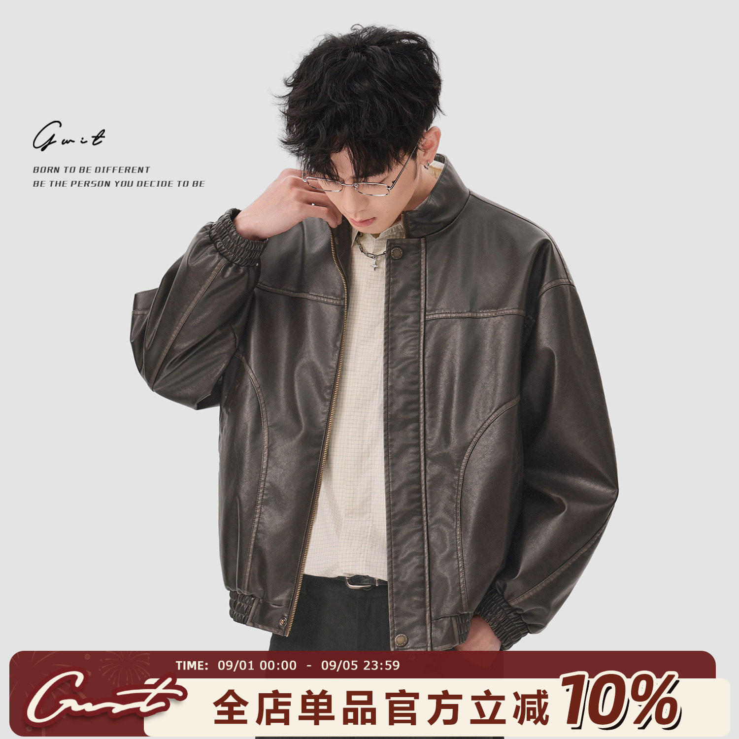 GWIT80s美式Vintage硬汉风皮衣图片