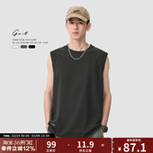无袖 休闲重磅纯棉坎肩夏季 T恤健身潮牌运动纯色背心男 美式 GWIT