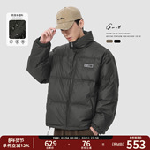 GWIT 复古加厚羽绒服男 面包服潮牌美式 90绒冬季 保暖pu皮外套短款