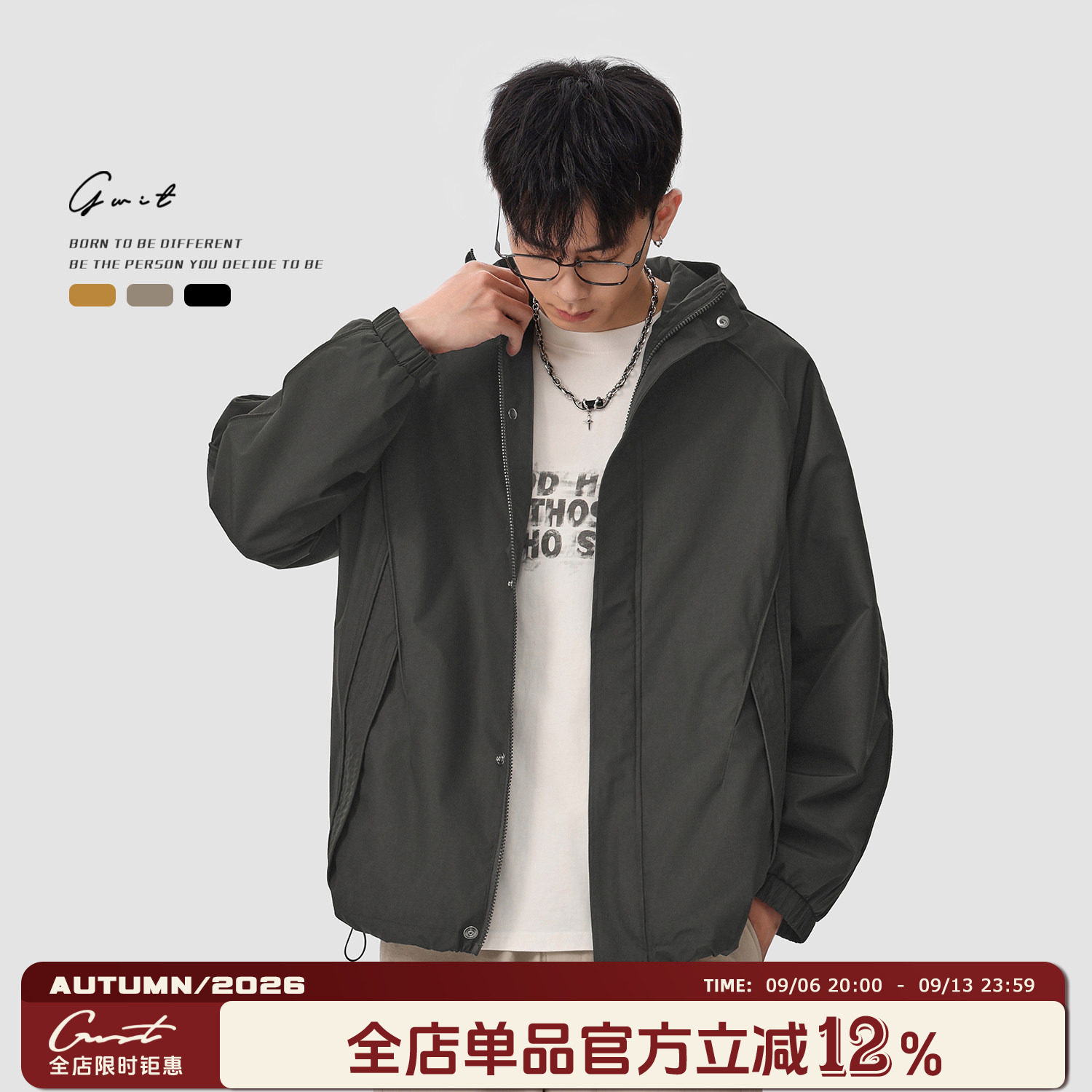 GWIT户外登山三防连帽短款外套图片