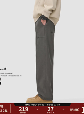 GWIT 重磅奥粒绒水洗做旧工装裤冬季保暖加绒加厚潮牌休闲裤男