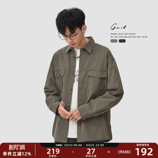 衬衫 工装 外套长袖 上衣寸衫 衬衣Vintage重工做旧水洗 GWIT 男款 美式