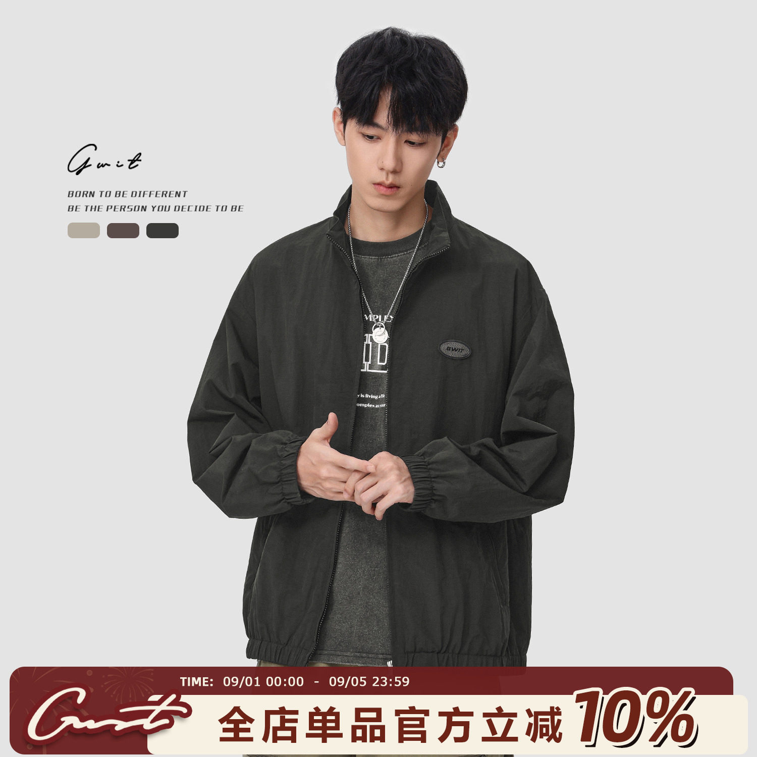 GWIT 美式复古软壳户外运动夹克春秋短款休闲上衣工装外套男士图片