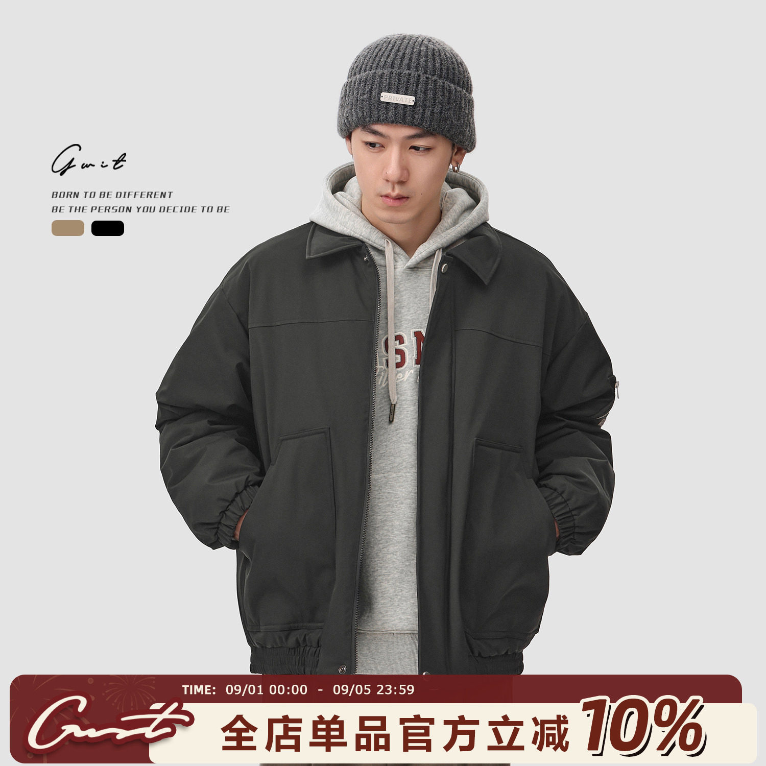 GWIT加厚棉衣冬季夹克外套棉服男图片