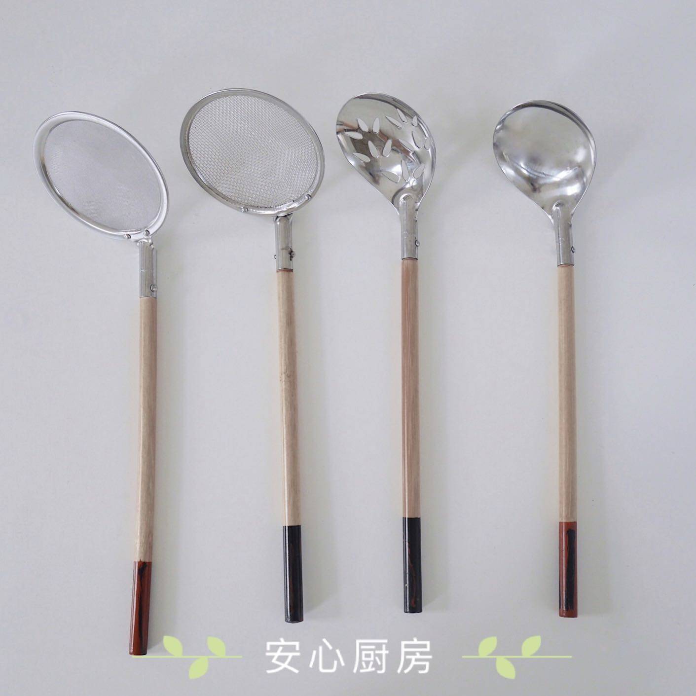 日本制 相泽工房竹柄厨房工具不锈钢汤勺漏勺火锅勺浮沫油渣捞网