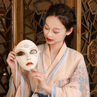 万物有灵面具女全脸化妆舞会道具 抖音动漫脸中国古风cos汉服配饰