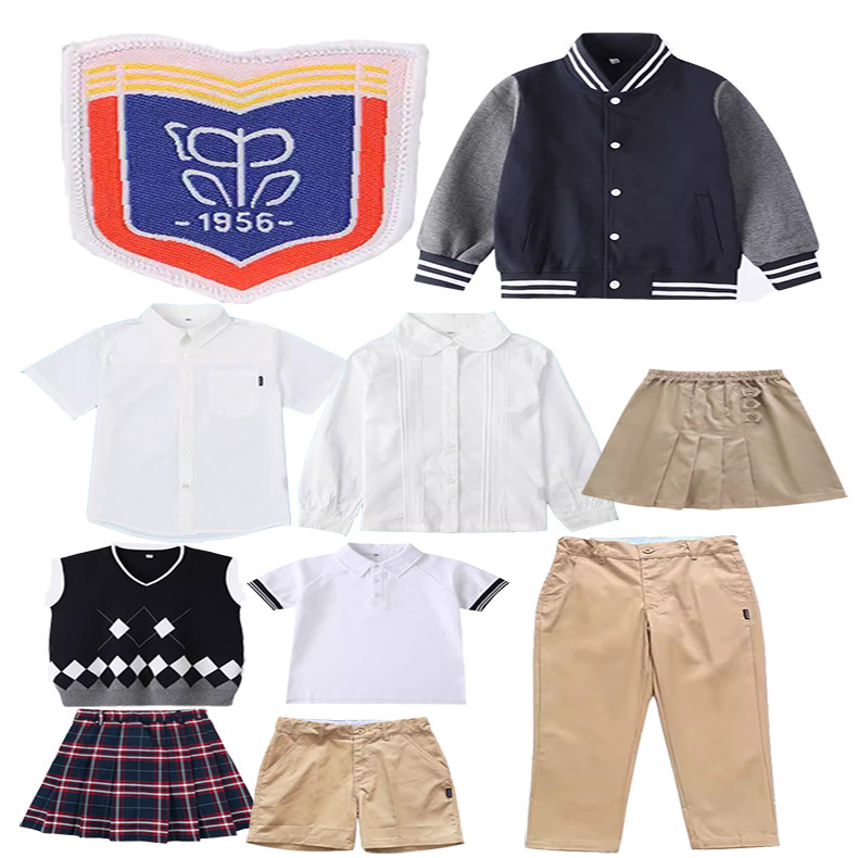 武汉市钟家村明德小学生校服春秋藏青棒球服夏季白色短袖 T恤衬衫