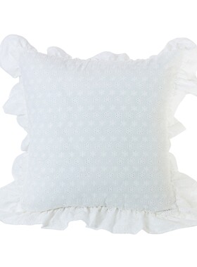 春夏新款@法式小清新纯棉刺绣蕾丝宽花边抱枕靠枕