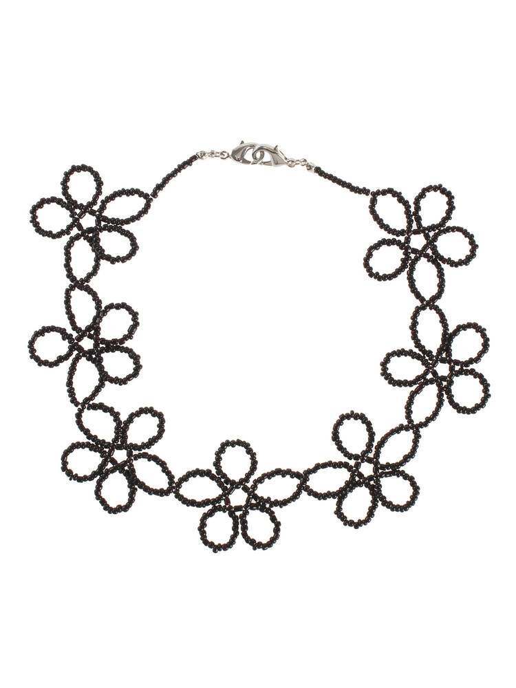 日系手作 花朵串珠 MJ春夏 森系可爱 黑透明银浅金 项链 首饰