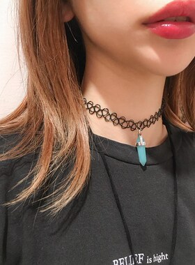 秋新款BUBBLES六棱天然水晶粉晶蛋白石吊坠颈链脖链CHOKER