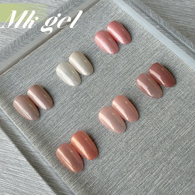 现货Mk gel罐装日式甲油胶显白肌肤色系裸色细闪实用甲油胶
