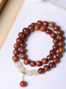 花梨木手串8mm双圈男女佛珠手链文艺复古文玩手串木质饰品