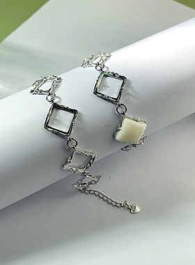 925纯银11*11经典方块手链空托