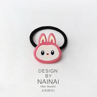 搞怪呲牙兔子饼干醋酸发圈卡通高马尾气质头绳萌趣橡皮筋简约头饰