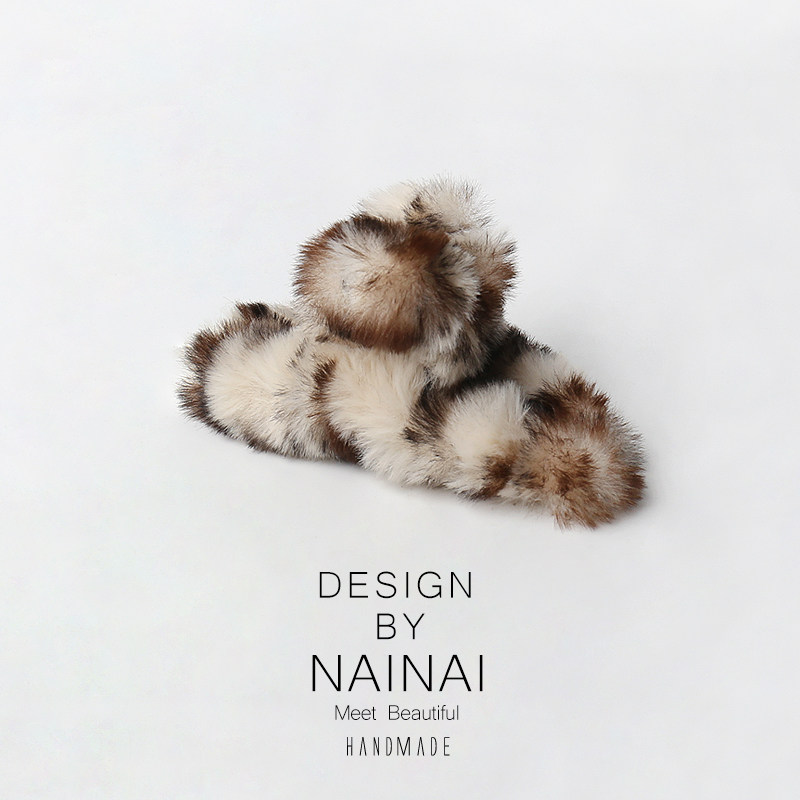 秋冬气质毛绒豹纹条抓夹甜美日韩后脑勺发抓鲨鱼夹少女心发饰头品