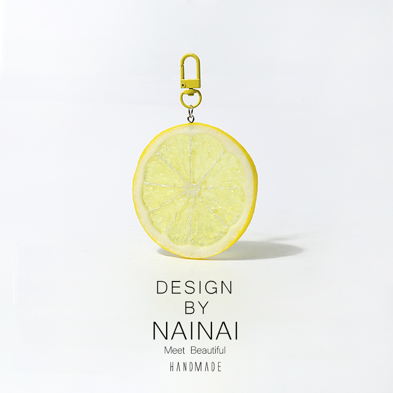 趣味卡通仿真水果柠檬片挂件百搭简约创意钥匙扣背包包配饰挂饰品