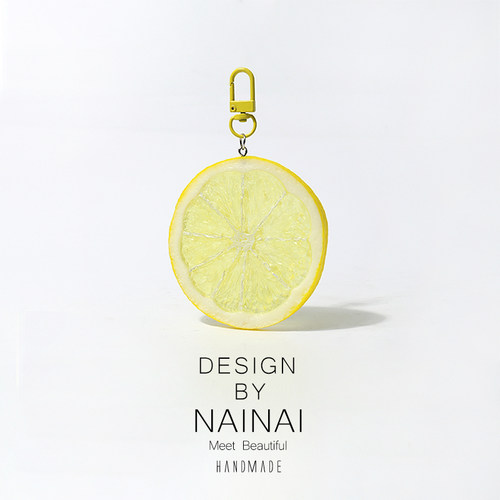 趣味卡通仿真水果柠檬片挂件百搭简约创意钥匙扣背包包配饰挂饰品