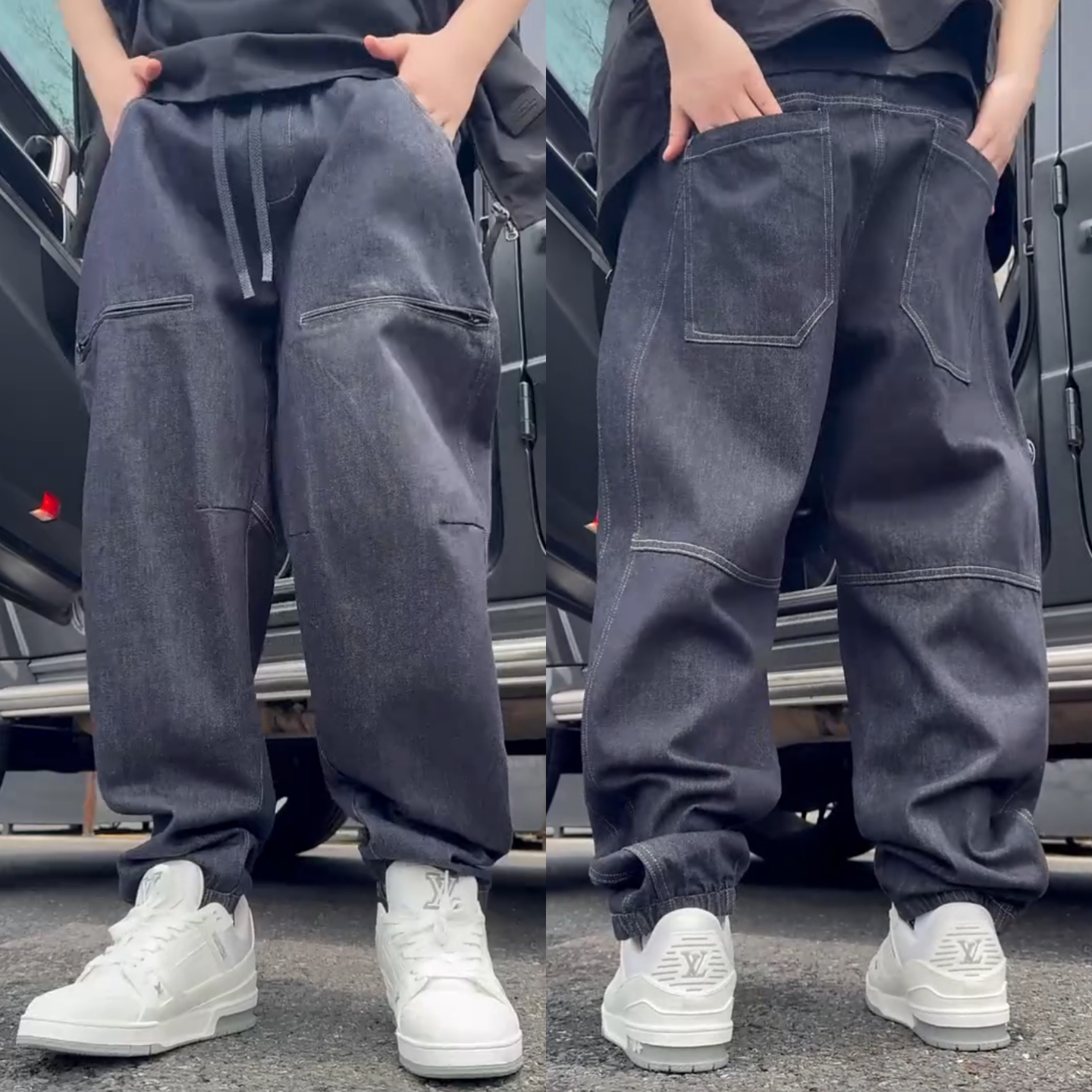 秋季男士工装束脚牛仔裤