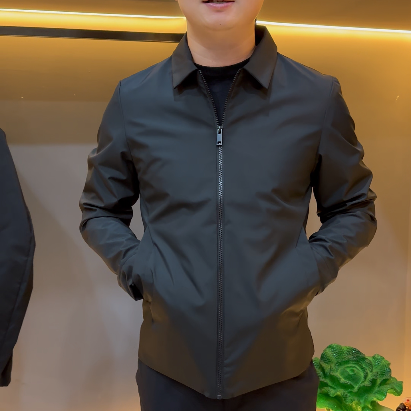 秋冬棉服男士商务翻领拼接夹克