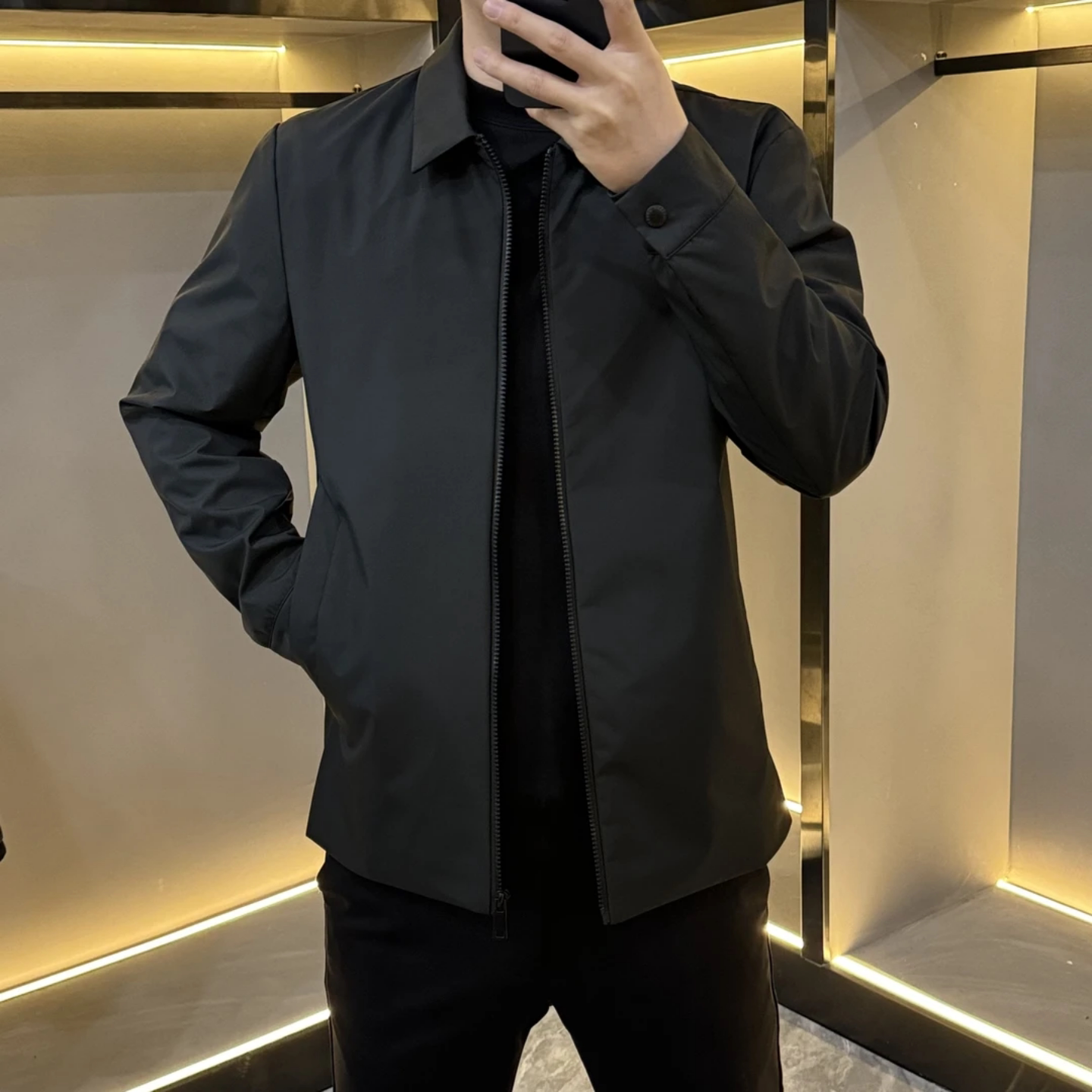 秋冬男士商务翻领显瘦夹克棉服