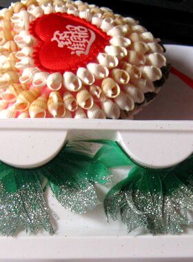 PM绿银粉 生命力的璀璨峥嵘 绿色羽毛银粉浓密假睫毛YM75