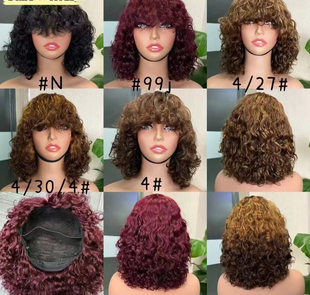 Human hair Fringe Bob wig 刘海假发全机制波波头真发假发头套