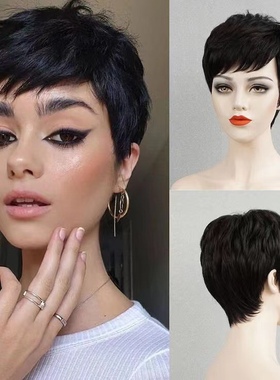 Short wig Pixie cut Brazilian  hair wigs欧美短发直发头套