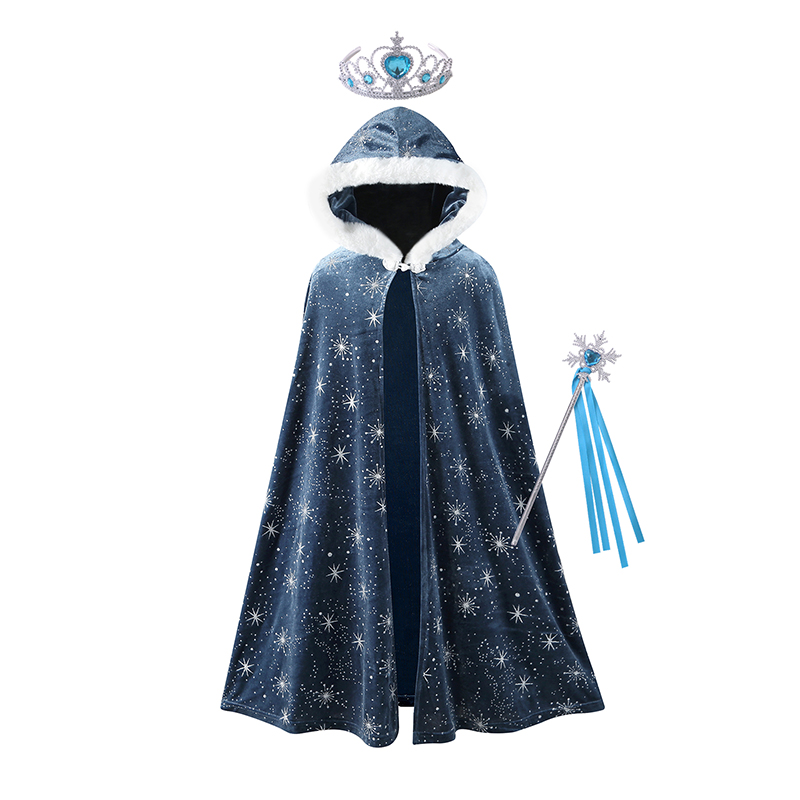 女童洋气百搭披风公主春秋装儿童小女孩外搭秋冬加绒爱莎丝绒斗篷