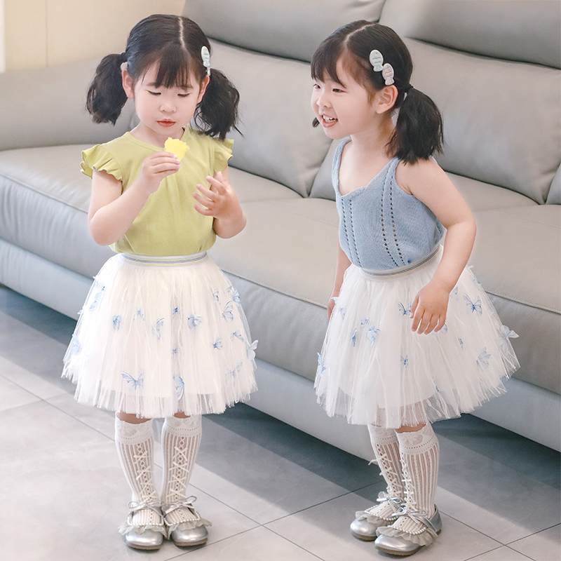 女孩白色短裙女童半身裙2025夏季新款宝宝洋气公主网纱裙六一半裙