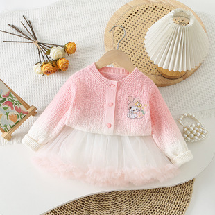 女童凸凸裙套装库洛米春秋款2024新款儿童装秋季女孩秋装洋气时髦