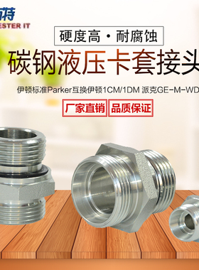 派克GE液压油管接头H型DIN卡套式公制螺纹转胶垫ED密封1CM-WD