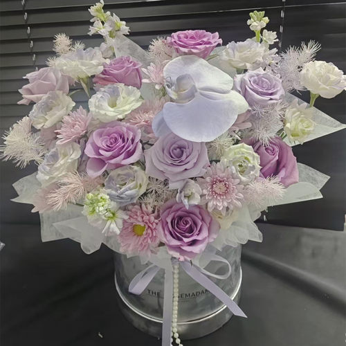 杭州同城速递紫色玫瑰抱抱桶生日