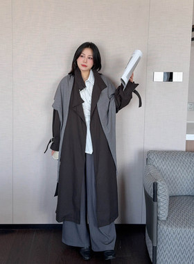 VOGANA戛纳家大码女装北欧英伦高智宽松长风衣女款2025新款外套秋