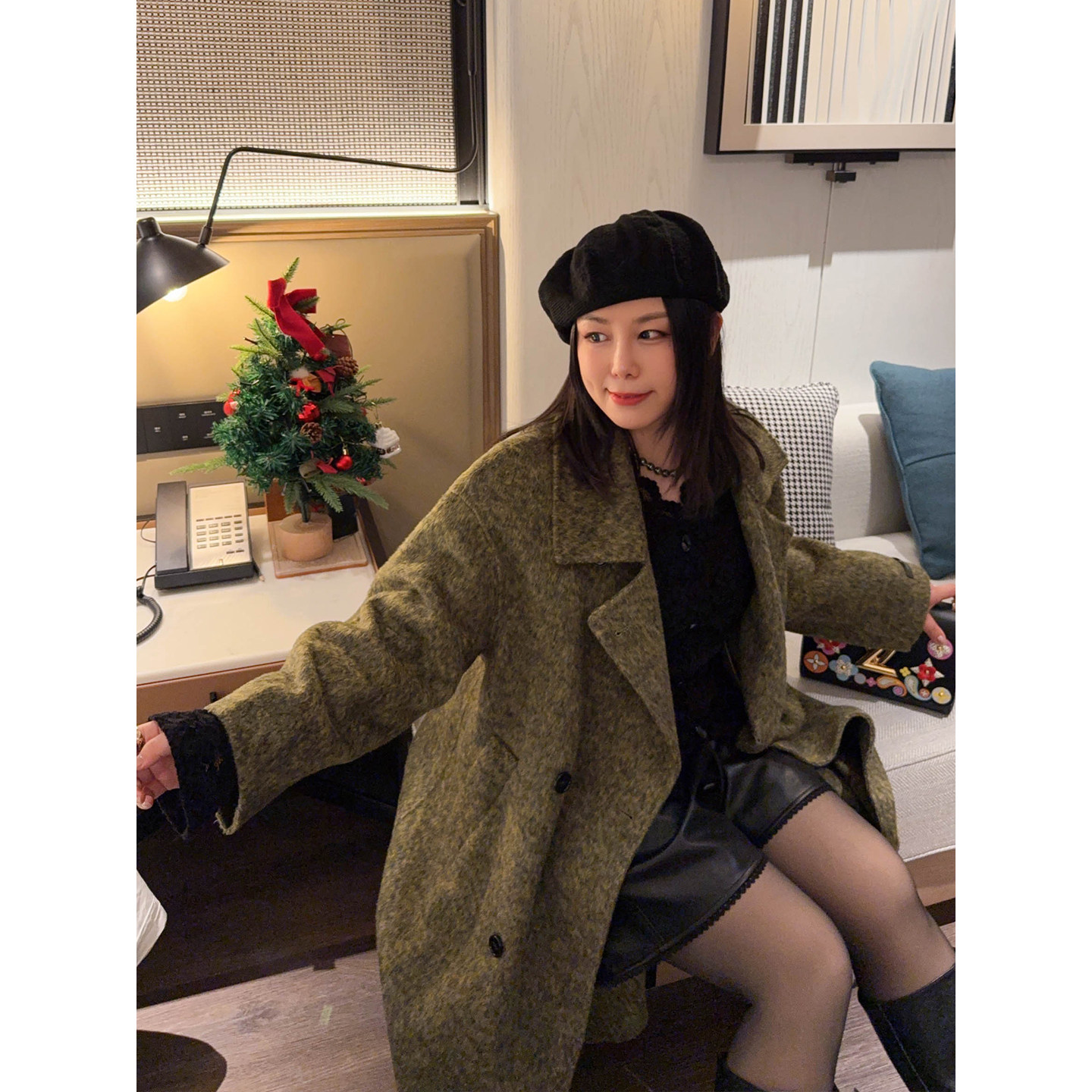 【12/18晚八点开售】高智姐韩版宽松显瘦荃羊毛双面呢大衣长外套