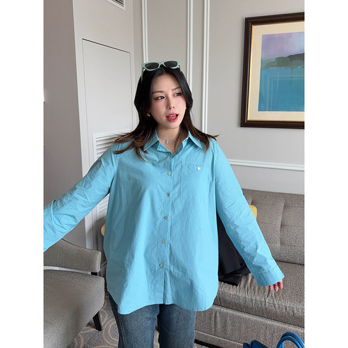 VOGANA戛纳家大码女装开春元气多巴胺衬衣松弛感宽松显瘦遮肉衬衫