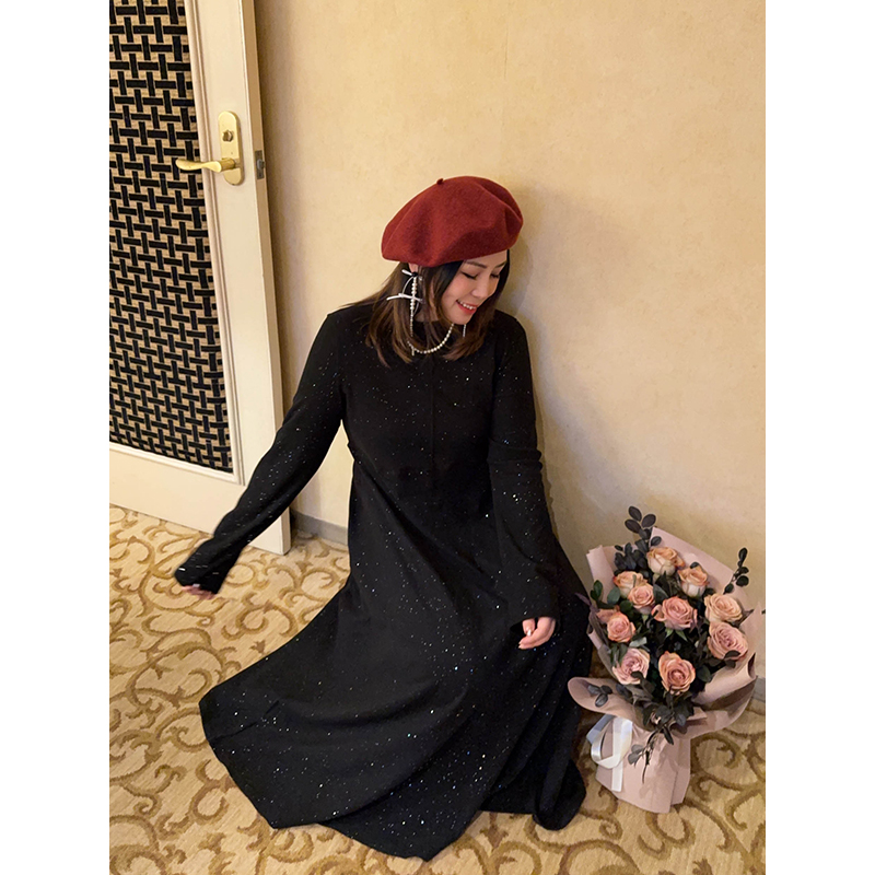 连衣裙收腰显瘦A字亮片